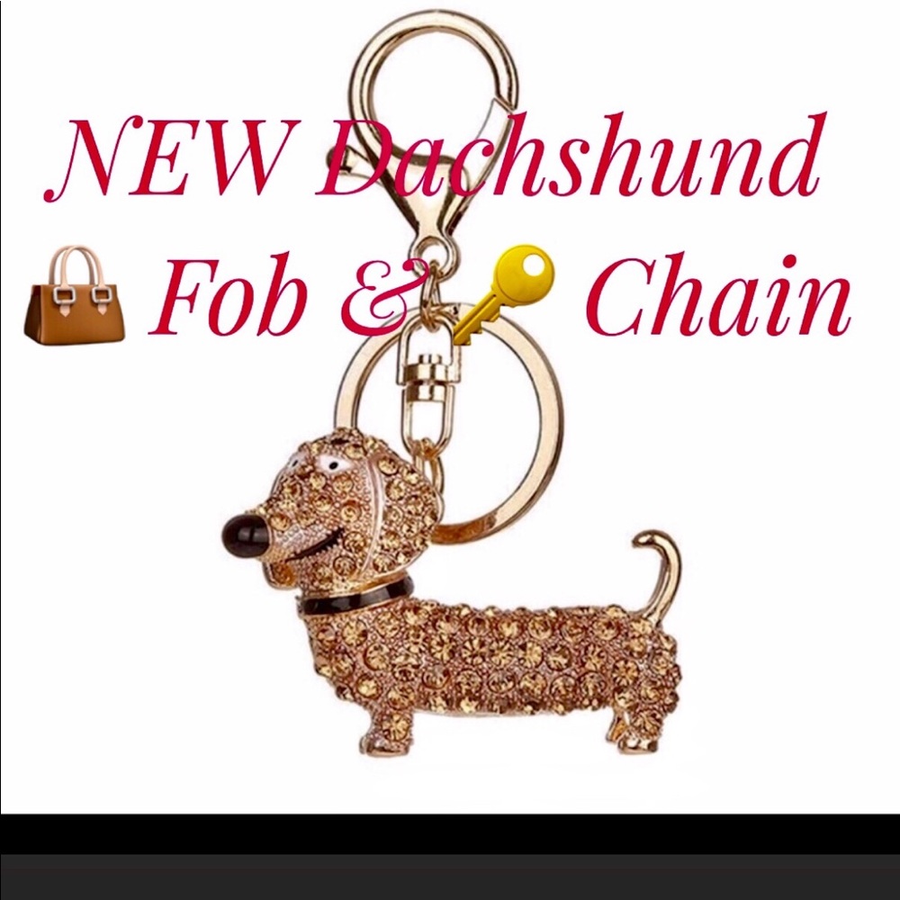NEW Rhinestone Dachshund Key Chain / Purse Fob - Picture 7 of 7